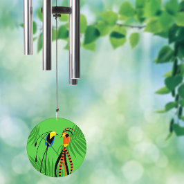 Bright Colorful Birds of Paradise on Green