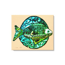 Bright contemporâneo Friendly Fish belo impressão