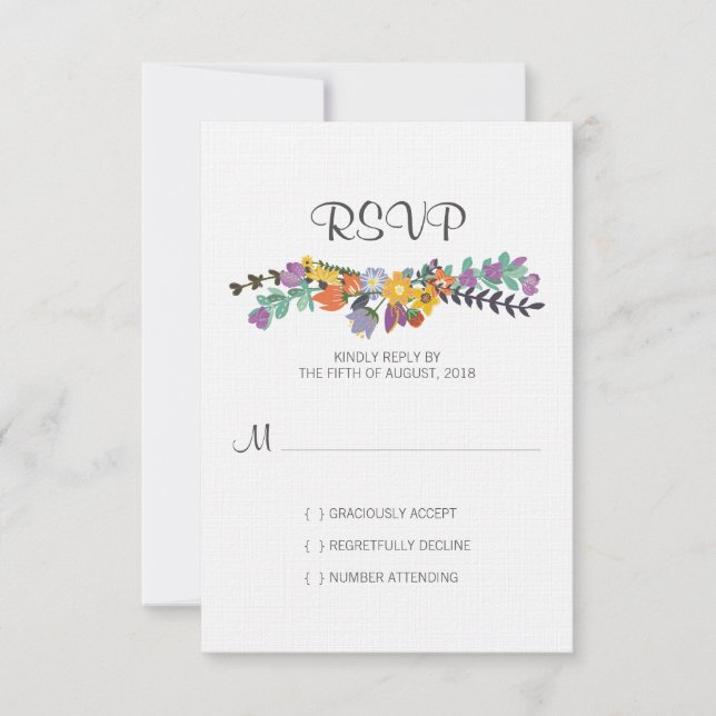 Bright Florals Spring Weding RSVP Card (Frente)