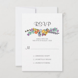 Bright Florals Spring Weding RSVP Card
