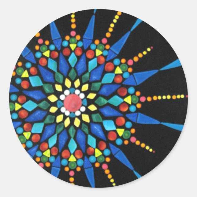 Bright Gemstone Mosaico sobre adesivos Pretos (Frente)