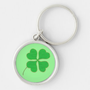 Bright Green Shamrock dourado pontinho, chaveiro