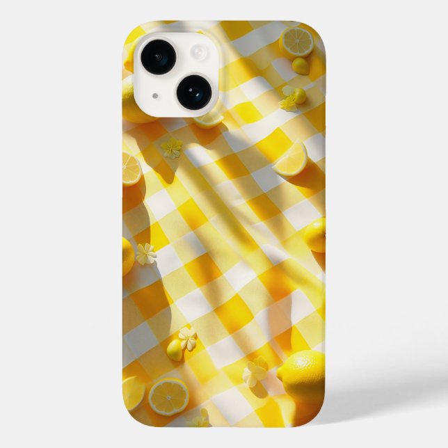 Bright Lemon Summer Picnic Phone Case Yellow Gingh (Verso)