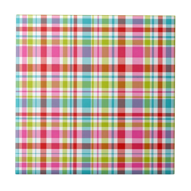 Bright Rainbow Plaid Checkered Pattern (Frente)