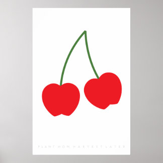 Bright Red Cherry Retro Poster de 60 anos 70