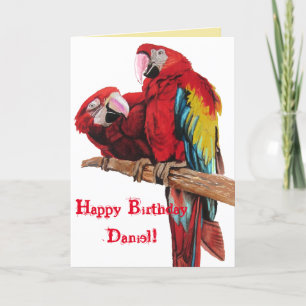 Bright Red Macaw Parrots Watercolor Cartão de Ani