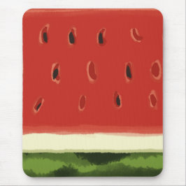 Bright Red Watercolor Watermelon Mousepad