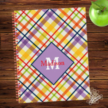 Bright School Monograma Notebook Roxo