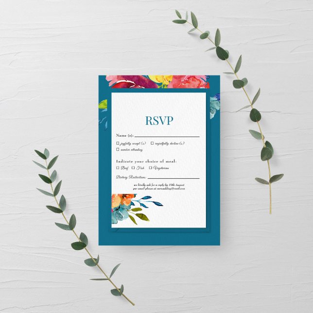 Bright Summer colorida turquesa Casamento RSVP (Criador carregado)