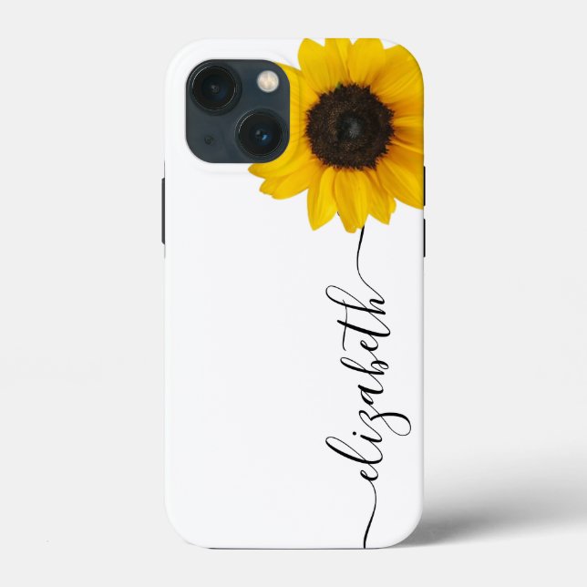 Bright Sunflower Script Stem Name capas de iphone (Verso)