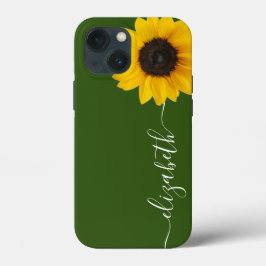 Bright Sunflower Script Stem Nome Capa de telefone