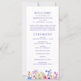 Bright Vivid Colors Wildflower Weding Program