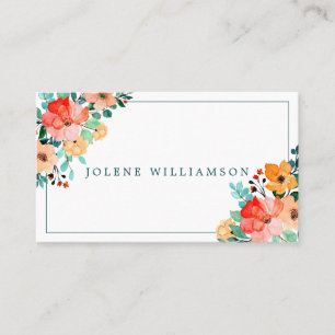 Bright Watercolor Summer Flowers Cartão de visita