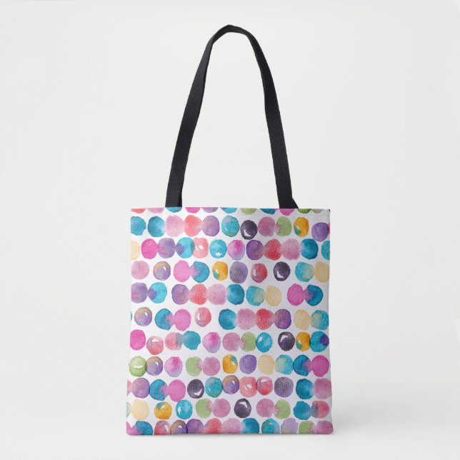 Bright Watercolor Tote Bag – Bold Abstract Canvas (Frente)