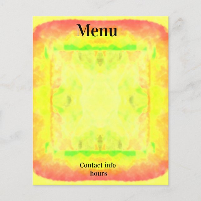 Bright yellow framed menu art paper (Frente)