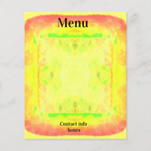 Bright yellow framed menu art paper