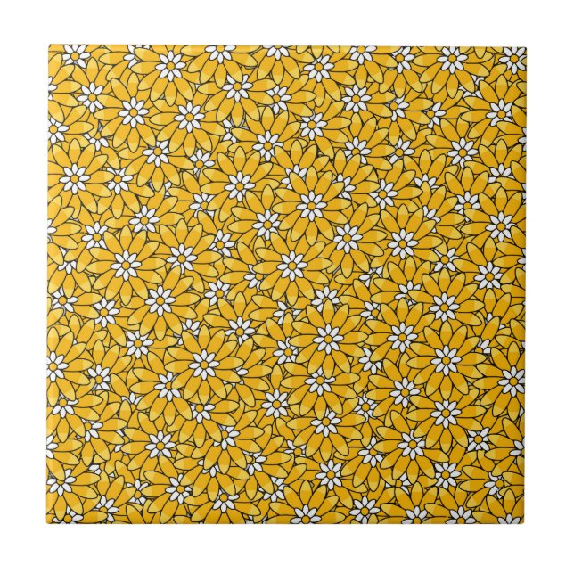 Bright Yellow Overlapping Floral Pattern (Frente)