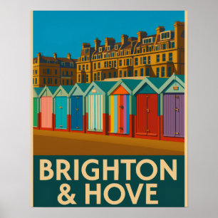 Brighton Beach Huts - Impressão Colorida à beira-m