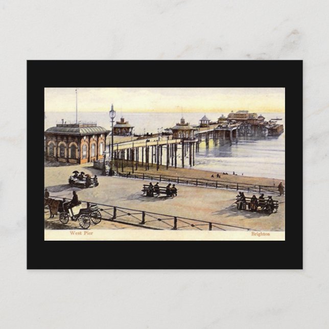 Brighton, West Pier, cartão postal antigo (Frente)
