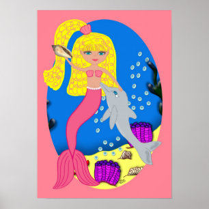 Brigit o poster cor-de-rosa da sereia e do