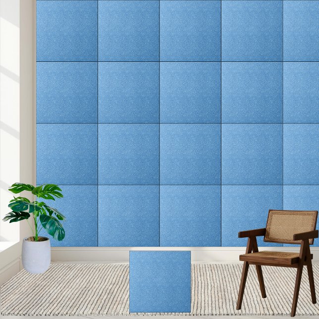 Brilhante Azul brilhante Brilhante (Shimmering Glossy Blue Glitter Sparkle Ceramic Tile)