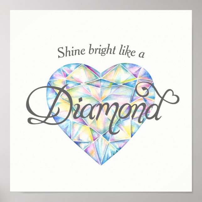 Brilhante brilhante Diamond Heart poster (Frente)