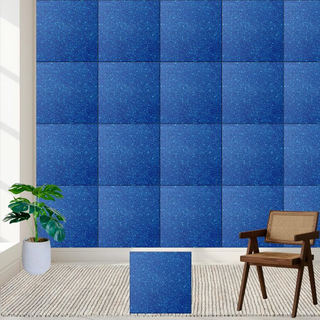 Brilhante e brilhante brilho azul (Glamorous & Shimmering Blue Glitter Ceramic Tile)