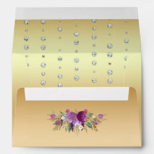 Brilhante Flores de Aquarela Diamantes Dourados