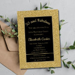 Brilhante preto e Dourado 50 e aniversário fabulos<br><div class="desc">Um convite de aniversário elegante,  preto e dourado,  para a sua 50ª festa de aniversário! Personalize-o com o nome e todos os detalhes da parte.</div>