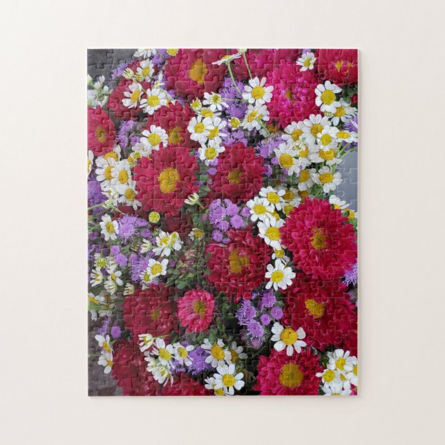 Brilhante Quebra-Cabeça de Flores Roxas, 28 cm x 3 (Vertical)