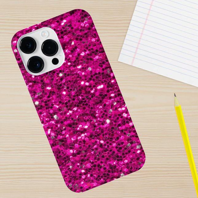 Brilhante rosa quente brilha (Sparkle up and protect your phone with trendy faux sparkles phone case. In many different colors.)