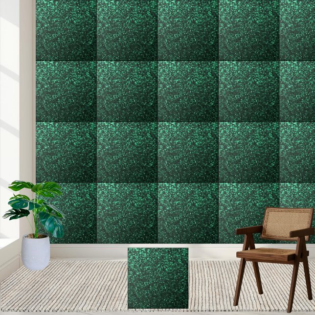 Brilhante Verde Luz Encantadora (Charming Light Green Sparkling Glitter Ceramic Tile)
