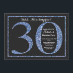 Brilho azul do convite do aniversário de 30 anos<br><div class="desc">Convite do aniversário de 30 anos da surpresa. A festa de aniversário preta e azul do brilho convida com fundo do quadro. Aniversário da surpresa. Aniversário adulto. Partido da festança de Bday dos homens ou das mulheres. Para uma personalização mais adicional, clique por favor "personalizam-no" botão e usam-nos nossa ferramenta...</div>