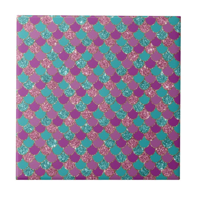 Brilho Azul Roxo Cauda de Sereia Escama de Peixe B (Frente)