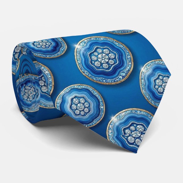 Brilho & Brilho | Gravata de Luxo Oceano Azul Geod (Rolled)