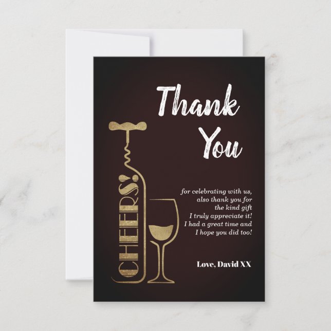 brilho, cerveja, vinho, adulto, cartões de agradec (Frente)