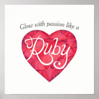 Brilho com paixão como um poster de arte Ruby