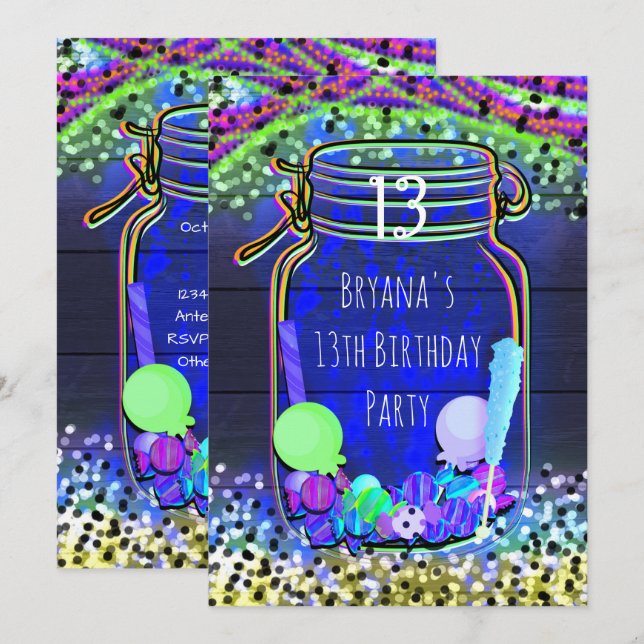 Brilho de doce nos Convites de festas do jardim de (Frente/Verso)