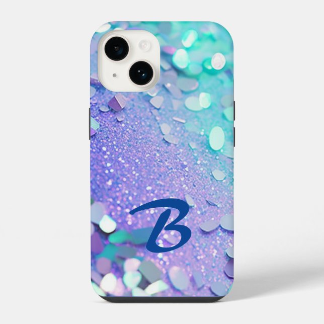 Brilho de Lavanda Azul Monogramada Menta (Verso)