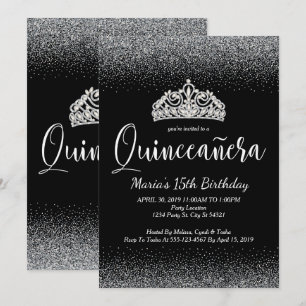 Brilho de prata, convites de Quinceanera