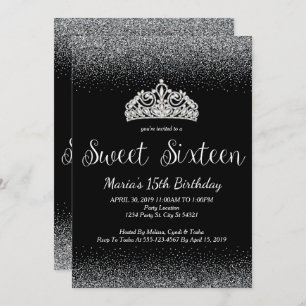 Brilho de prata, convites do doce 16