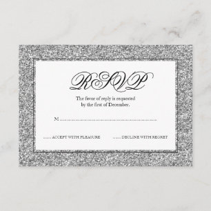 Brilho de prata e preto RSVP do falso