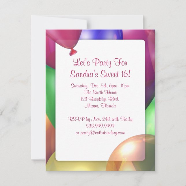 Brilho do balão convite de 4,25 x 5,5 polegadas (Frente)