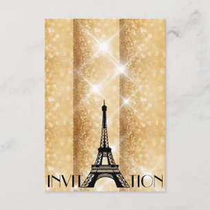 Brilho dourado convite personalizado de Paris