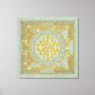 Brilho dourado de Sri Yantra - canvas