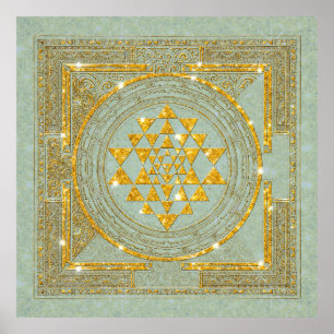 Brilho dourado de Sri Yantra - poster