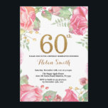 Brilho Dourado do 60th convite floral do<br><div class="desc">60th convite floral do aniversário para mulheres. Flor floral botânica da aguarela. Brilho Dourado. Flores florais das peônias cor-de-rosa. Aniversário adulto. Para uma personalização mais adicional, clique por favor "personalizam-no" botão e usam-nos nossa ferramenta de design para alterar este modelo.</div>