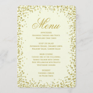 Brilho Dourado dos confetes do menu do comensal