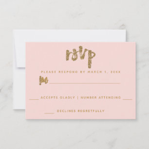 Brilho Dourado Rubor Rosa Casamento Simples RSVP
