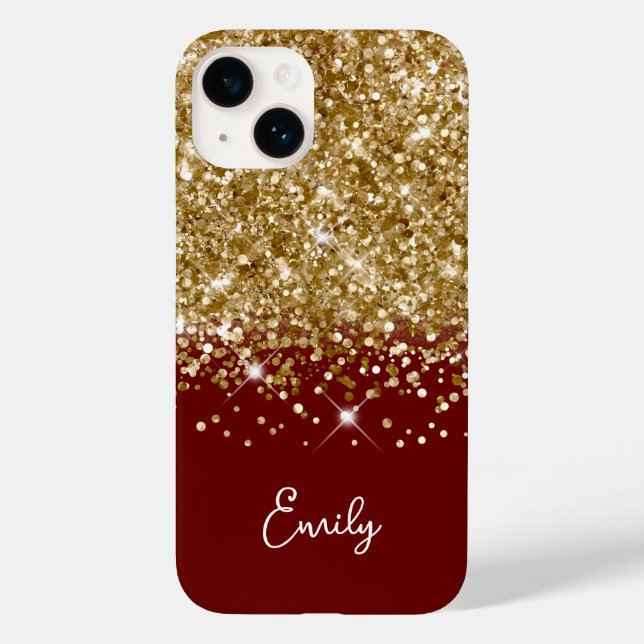 Brilho Glam Vermelho Escuro e Dourado (Verso)